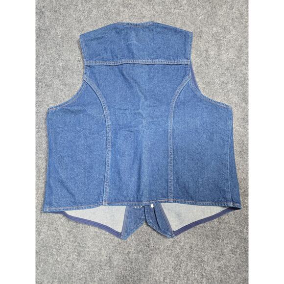 Vintage Wrangler Denim Vest Mens Large Blue Authentic Western Made USA 90s - Picture 3 of 8